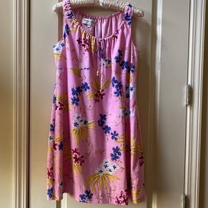 Pink Floral Donna Rocco Sleeveless Linen Dress 12P